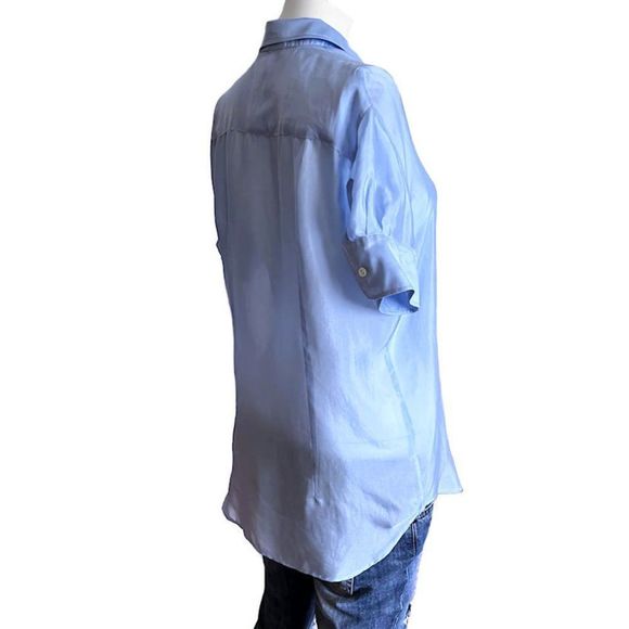 Vintageโ90โs DOLCE & GABBANA White Label Baby Blue Button Down Blouse - Picture 5 of 14